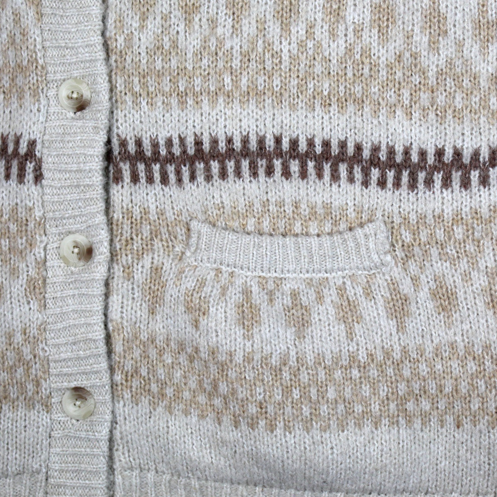 Fair Isle Chunky Cardigan Sweater Mens XL Beige Brown Preppy Coastal Old Navy - Picture 4 of 5
